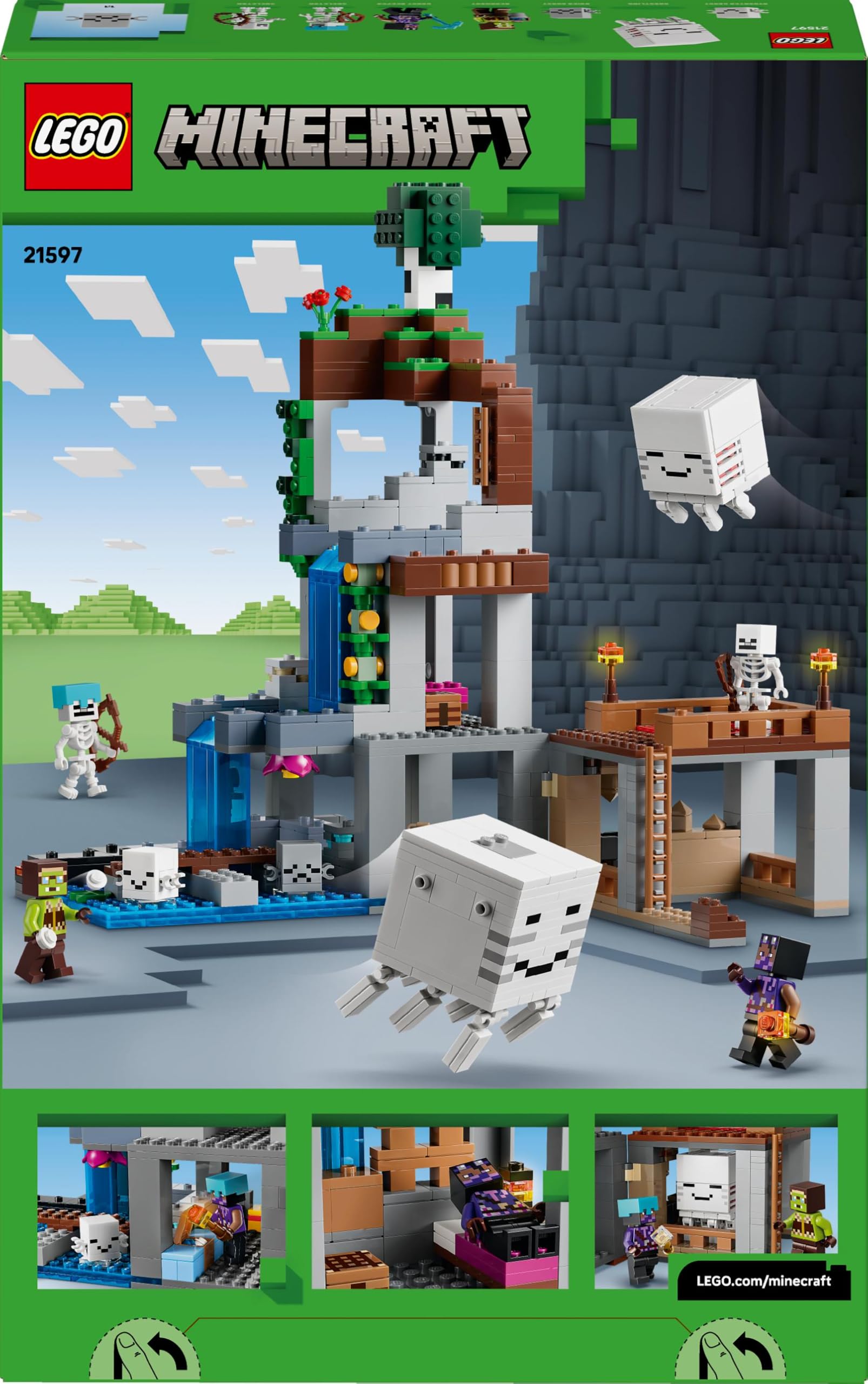 LEGO Minecraft Ghast-Station - Spielzeug mit 8 Figuren inkl. 2 Skelette und 4 Ghasts mit Zubehör - Zimmerdeko für Kinder - Gaming-Geschenk für Jungen, Mädchen und Fans ab 9 Jahren - 21597