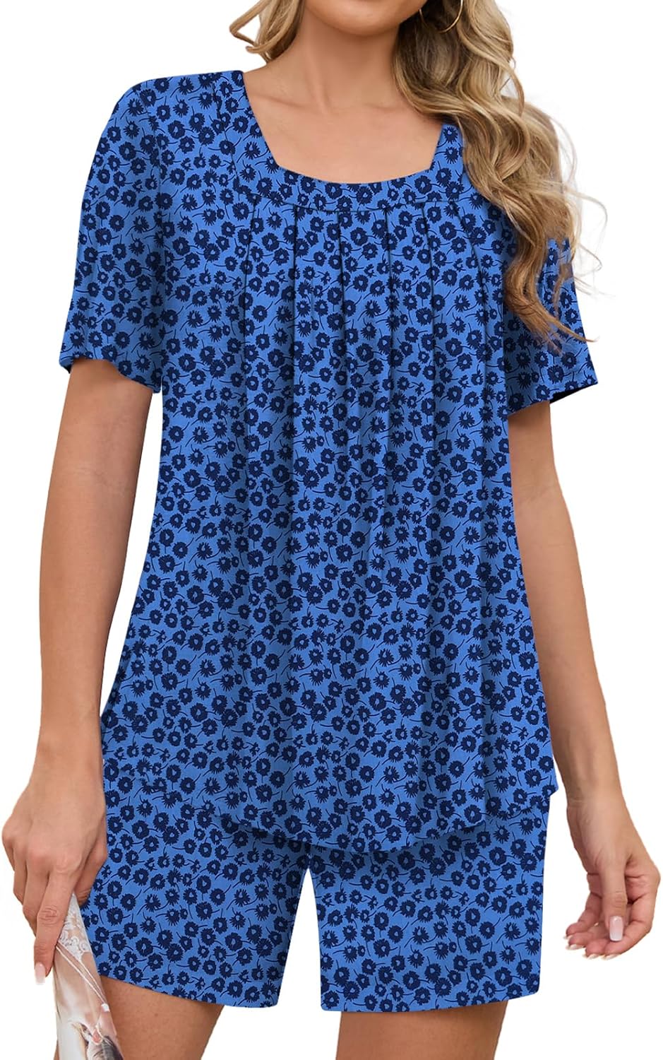 Tencede Womens 2 Piece Short Sleeve Pajama Sets Lounge Sleepwear Ladies Pjs Sets with Pockets S-2XL - Image 3