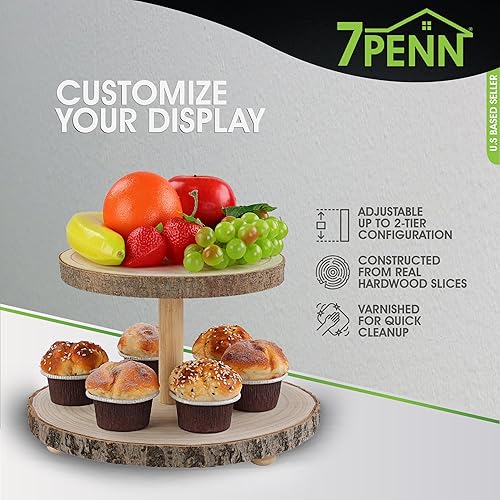 Miniatura 10 de 7Penn Soporte de madera para cupcakes, juego de mesa de postre rústico  4 niveles para decoración de pasteles, cupcakes, galletas, manualidades,