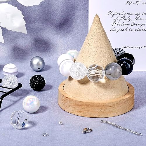 Miniatura 7 de Beadthoven - Cuentas gruesas de 0.787 in con estampado de vaca, 90 cuentas de diamantes de imitación gigantes para Halloween, bolígrafos, cordones y