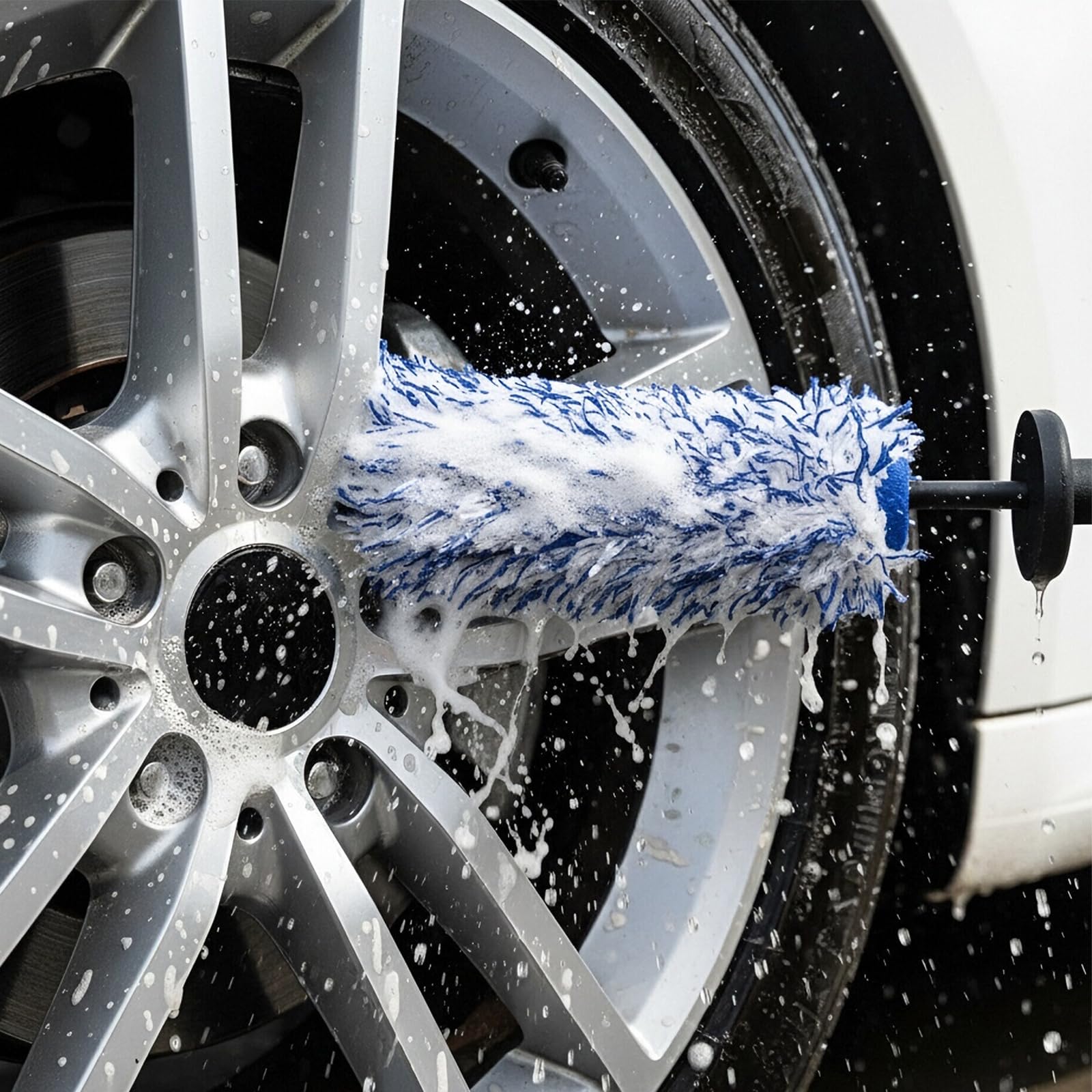 2PCS Brosse pour Jantes en Microfibre, Brosse Jantes Voiture, pour Un Nettoyage en Douceur Jusque dans Le Fond de la Jante