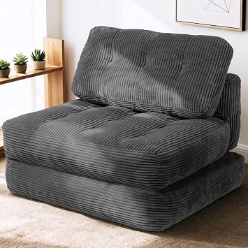 Art3d Folding Sofa Bed, Convertible Sleeper Sofa Bed with Pilow & Back Support, 3 in 1 Long Futon Boneless Couch, Comfy Floor Couch for Living Room, Bedroom, Dark Gray