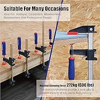 Vista 8 de WORKPRO Juego de abrazaderas de barra de acero de 6 pulgadas, paquete de 2 abrazaderas de barra estilo embrague de liberación rápida con garganta