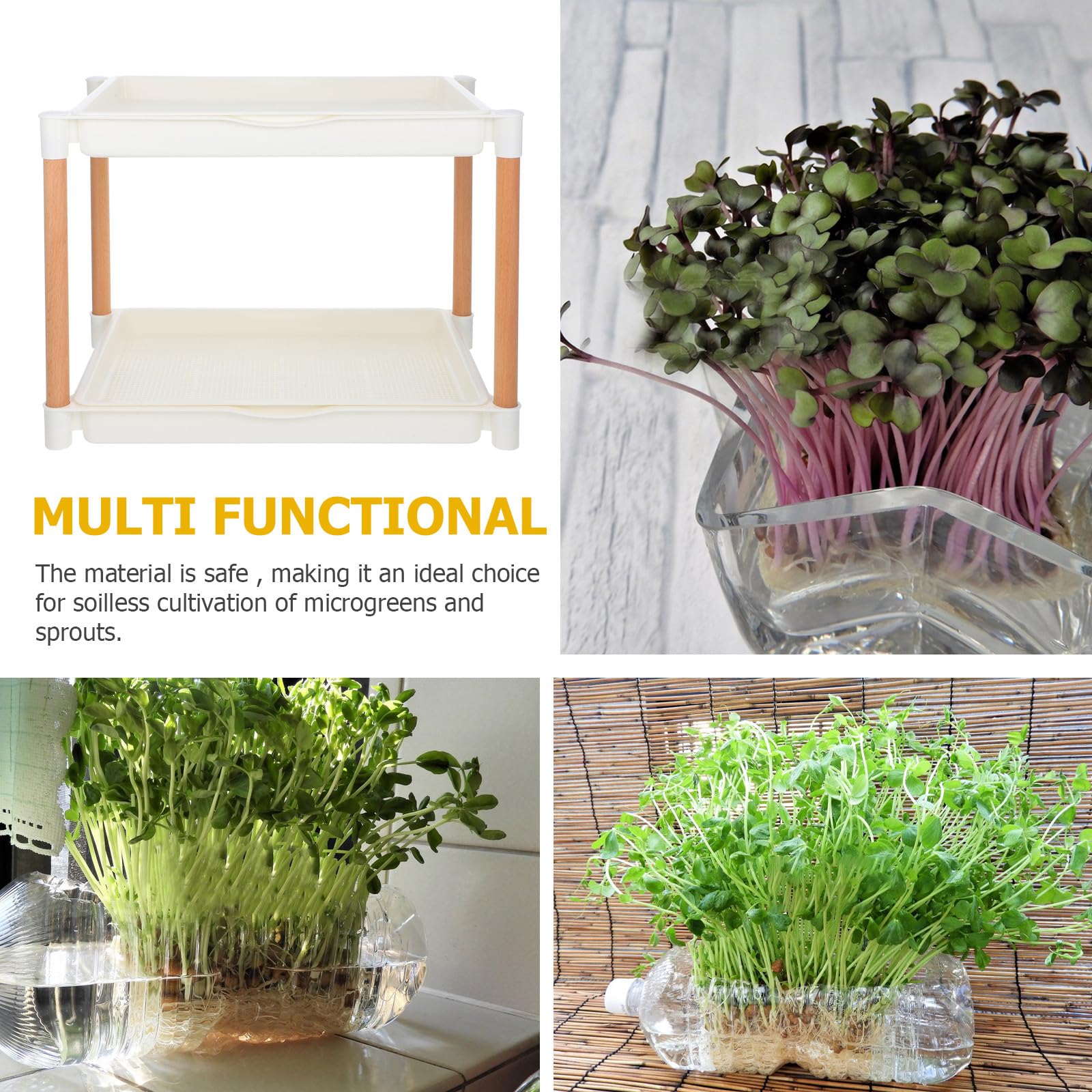 Beaupretty Keimschale Soillose Anzuchtplatte aus Dickem Pp Material Doppellagige mit Maschenlöchern für Microgreens und im und Esszimmer