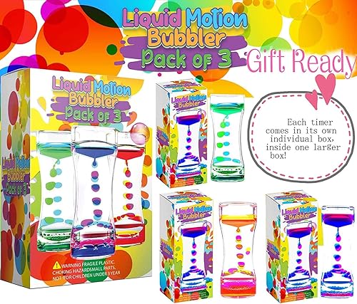 Miniatura 8 de LIVOND - Temporizador sensorial de movimiento líquido, 2 minutos, gran juguete de burbujas sensoriales para niños con autismo con hiperactividad y