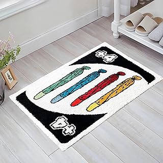 Modern Graphic 2x3 Area Rug, Cool Color Block Washable Non-Slip Rug for Bedroom Entryway,