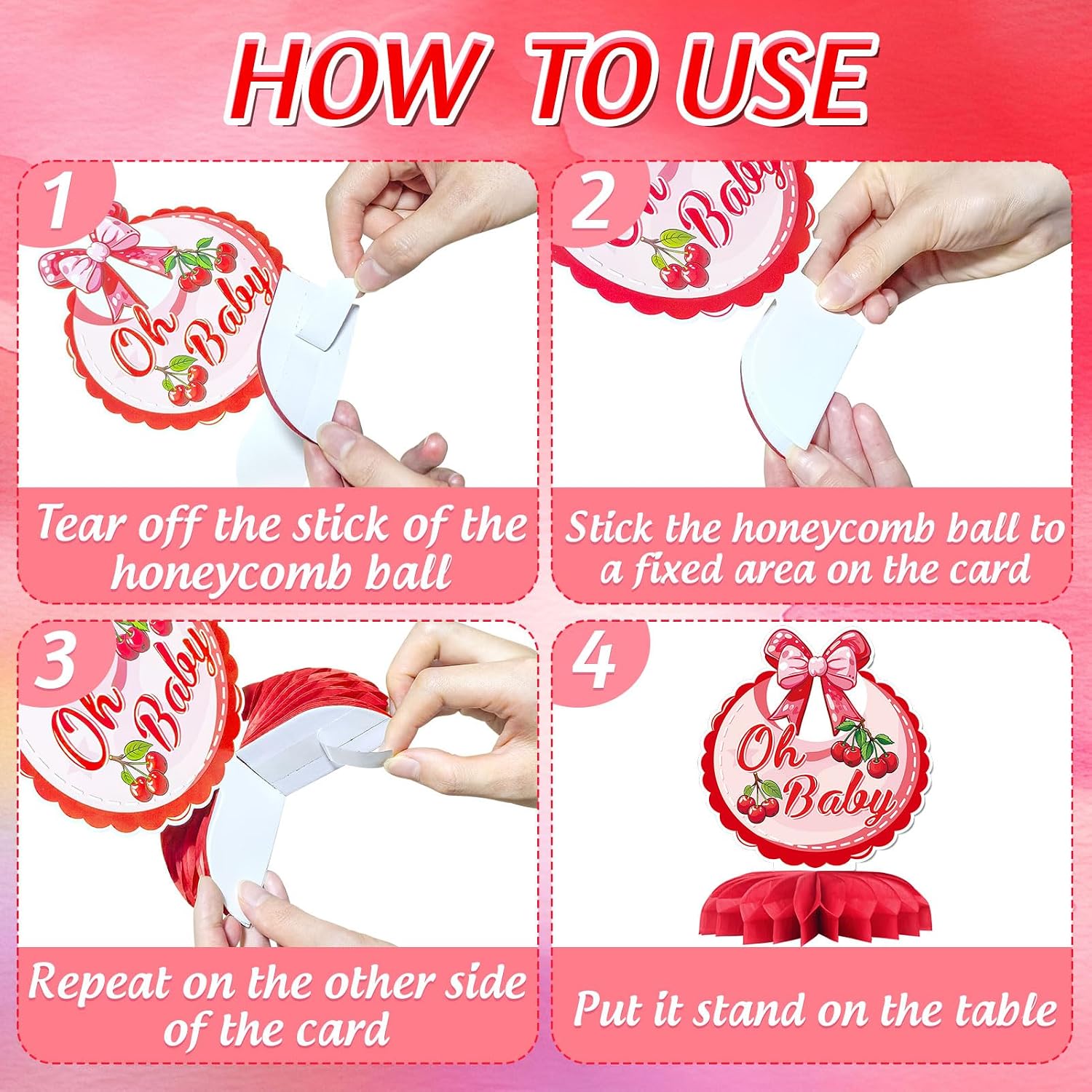 9PCS Cherry Baby Shower Decorations Cherry On Top Baby Shower Decorations Cherry Theme Party Supplies Cherry Birthday Party Honeycomb Centerpiece she's the cherry on top baby shower