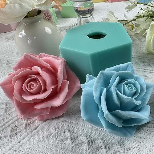 Miniatura 4 de Molde de silicona 3D de flor de rosa para hacer velas de jabón de flores de resina, moldes de bricolaje, moldes de pastel de boda, decoración de