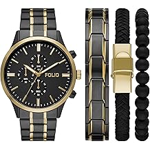 Men's -Tone Watch, Bracelet and Accessories Gift Set