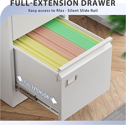 Miniatura 5 de Archivador de 3 cajones, archivadores para oficina en casa, gabinete de almacenamiento vertical de metal con cerradura, archivador de bloqueo