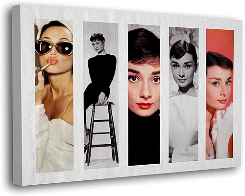SpiritualHands Audrey Hepburn - Póster de pared enmarcado, póster artístico de pared de Haus and Hues, decoración de pared moderna estética, arte de