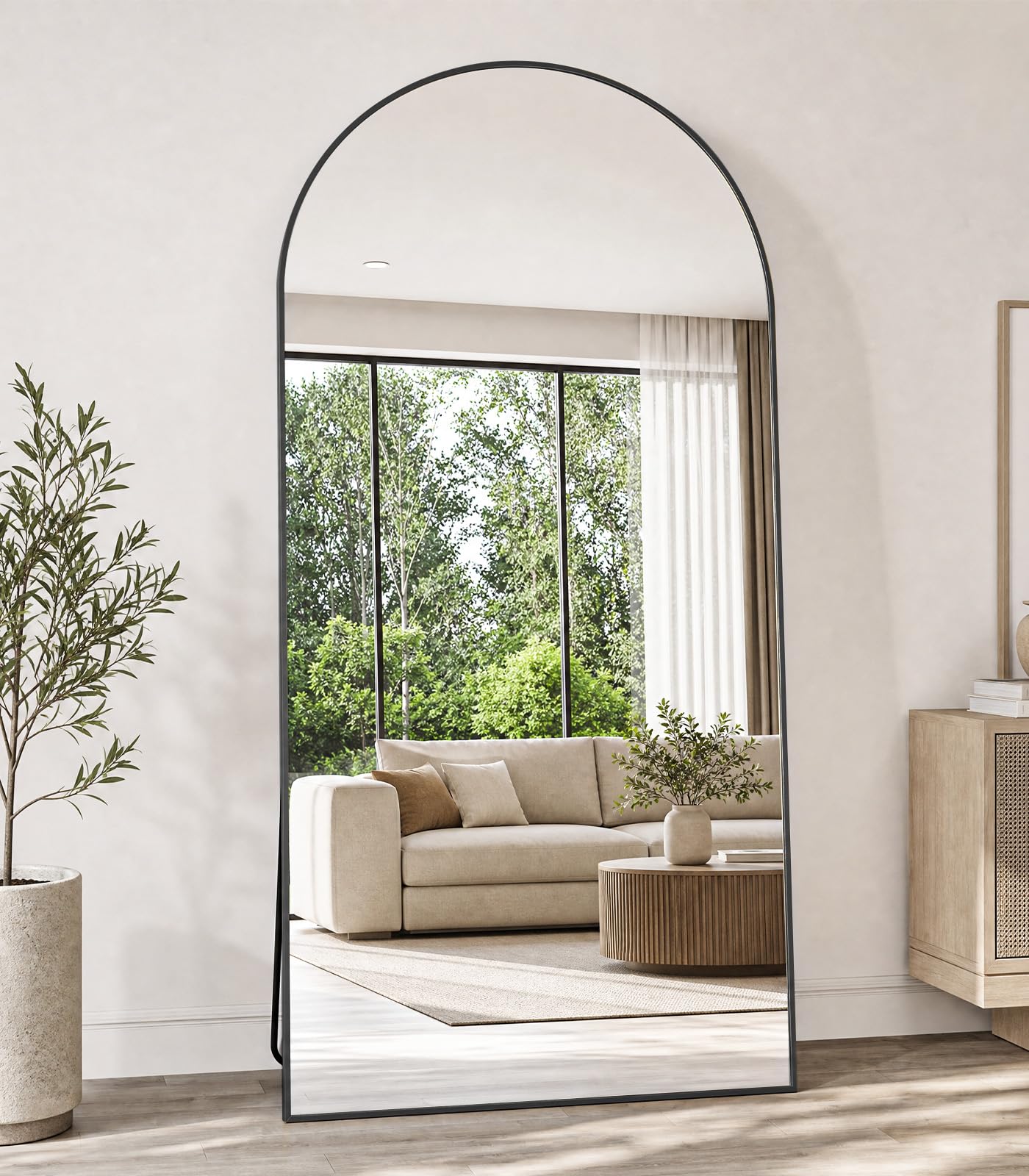 Koonmi 67x30 Arched Full Length Mirror, Floor Mirror with Stand