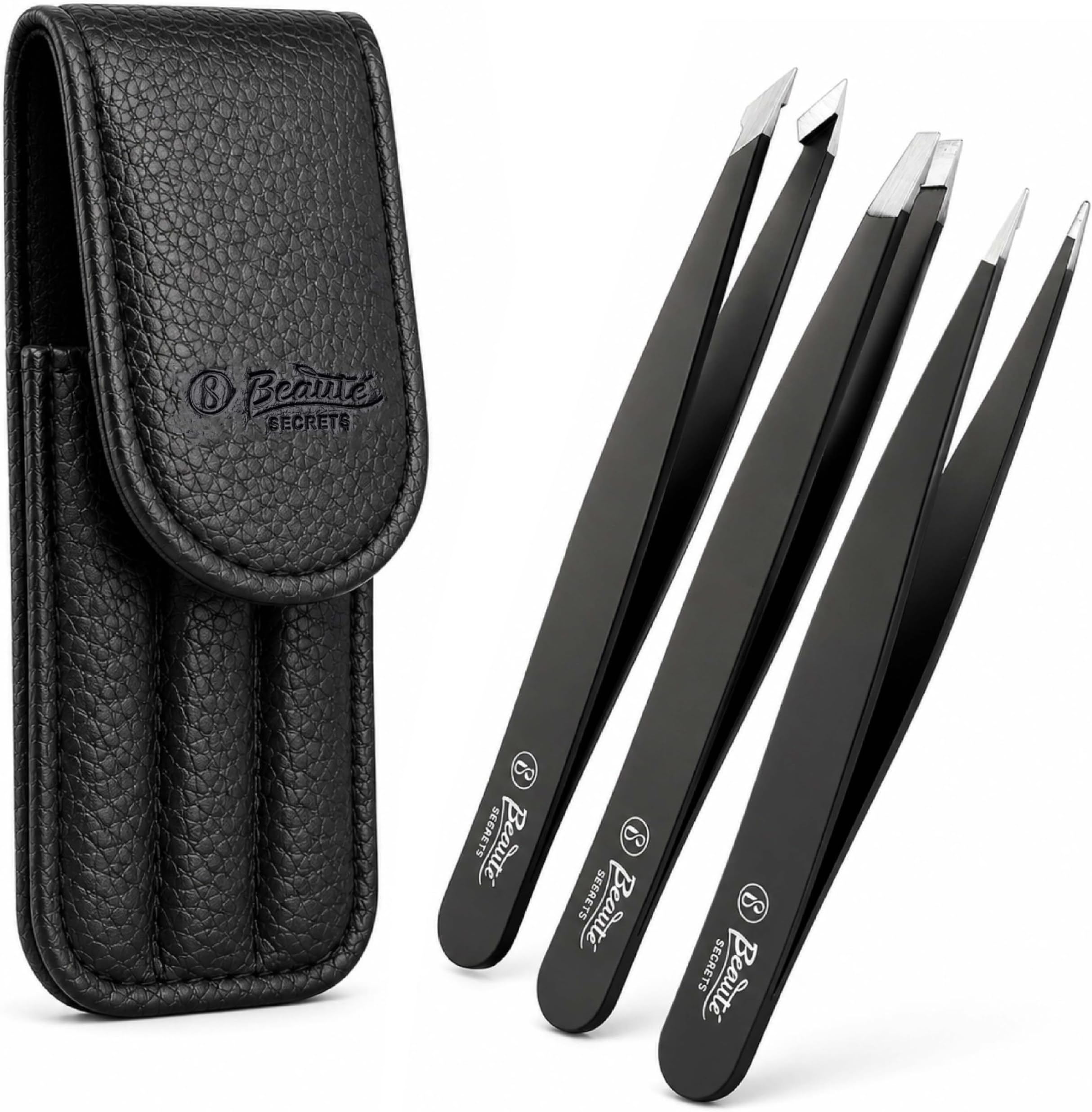 Tweezers Set - Tweezers for Eyebrows - Great Precision Plucker for Facial Hair, Splinter and Ingrown Hair Removal, Hair Threading