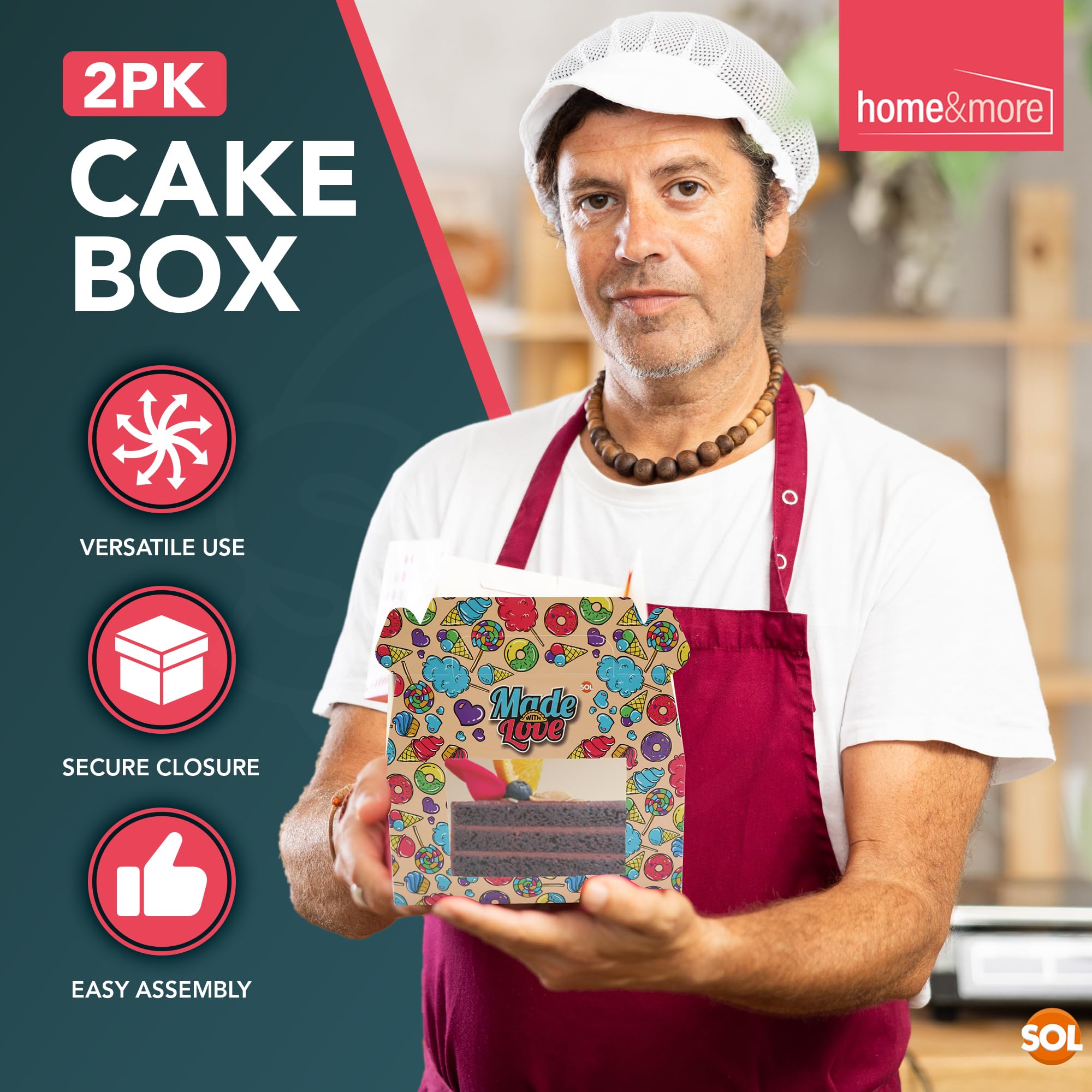 SOL Cake Boxes - 2 Pack for Wedding Takeaways -3