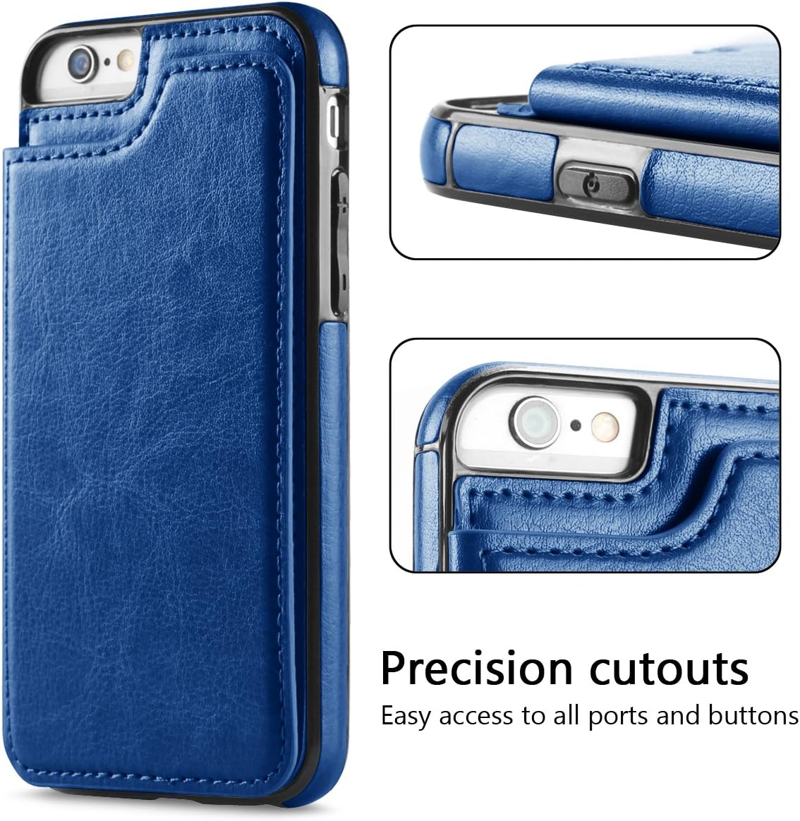 Hoofur iPhone 6s Case, iPhone 6 Case, Slim Fit Premium Leather iPhone 6 Wallet Cases Card Slots Shockproof Folio Flip Protective Shell for Apple iPhone 6/6s (4.7 Inch) (Blue)