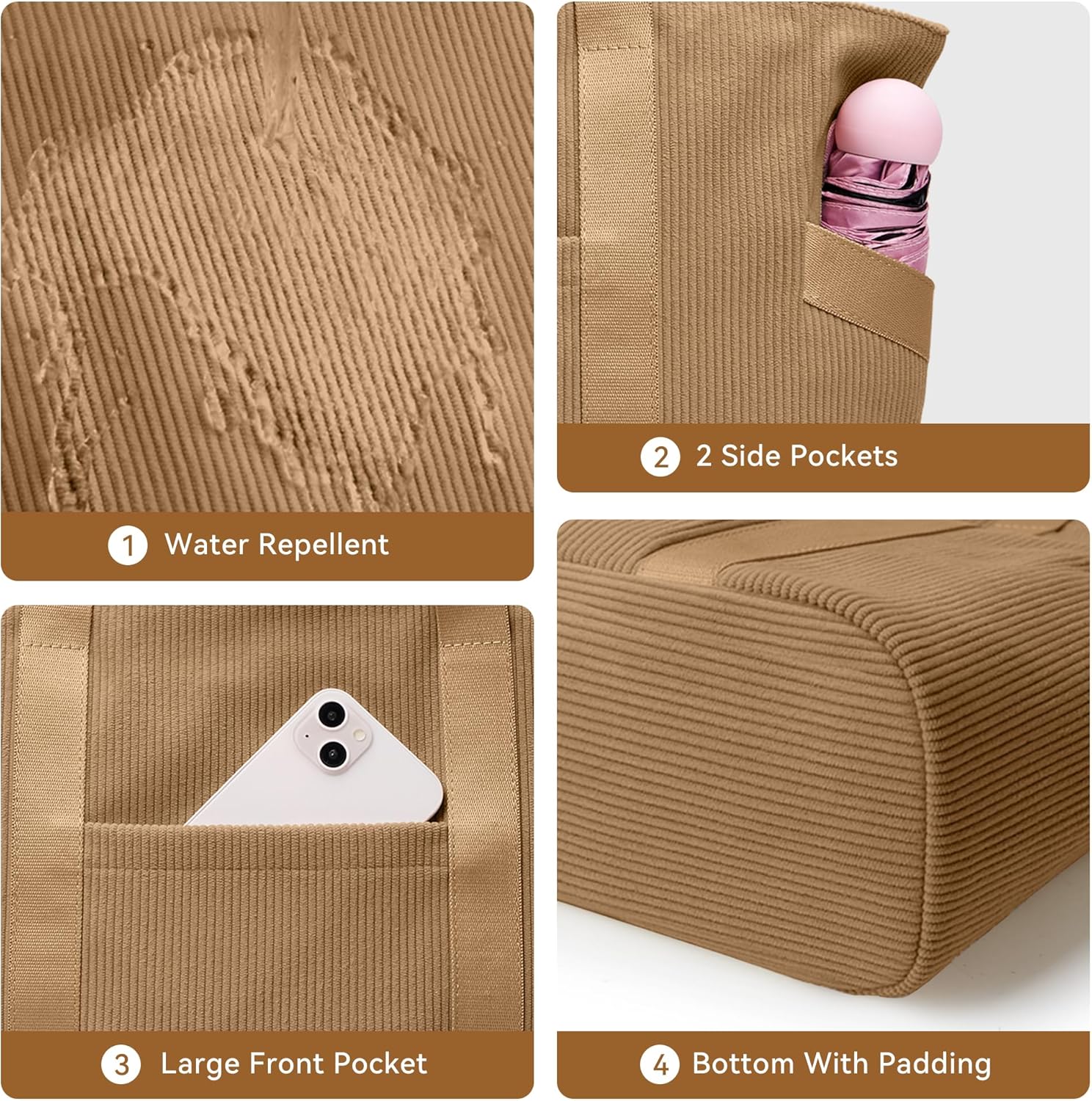 Tote Bag for Women with Zipper, Travel Tote Bags with Compartments Large Shoulder Bag Handbag for Gym Work School - Image 6