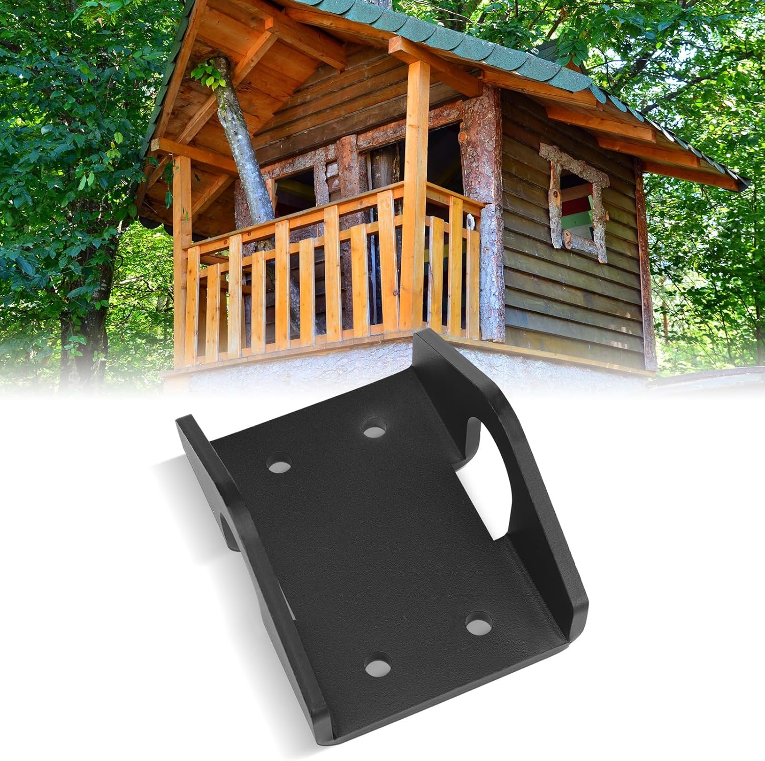 Kingdder 1 Pcs Heavy Duty Treehouse Bracket Suitable for 1.25'' Diameter Lag/TAB Static Support Plate Steel Black Powder-Coated Finish for Outdoor Deck Treehouse Construction Hardware