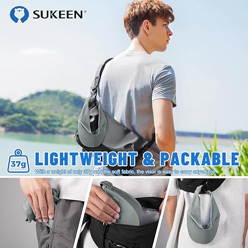Miniatura 4 de Sukeen Visera elástica refrescante de tamaño libre con protección UV, visera pico para golf, tenis, ciclismo, correr