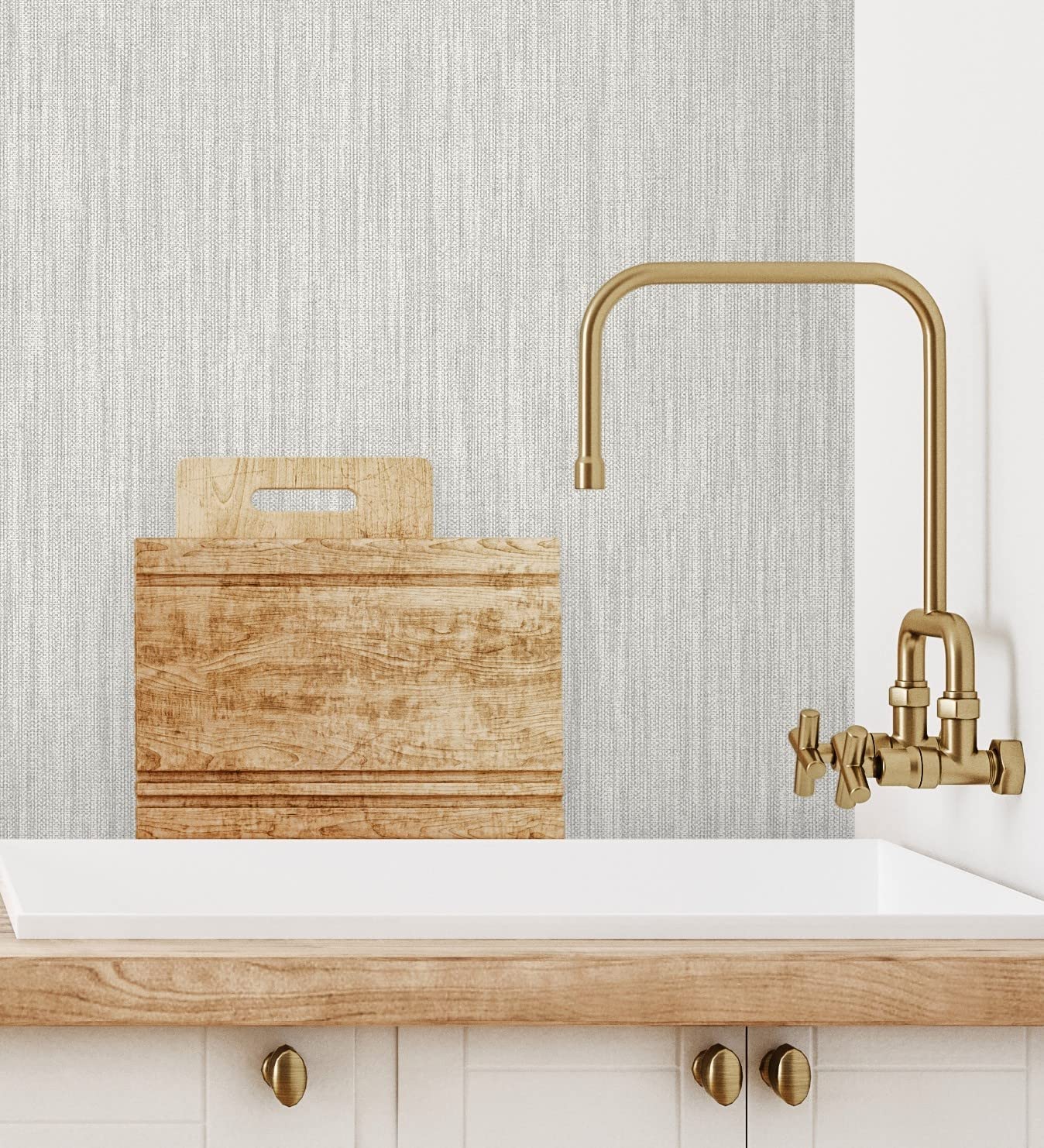 GAULAN 680588 - Papel pintado vinílico ecológico efecto textura de tela lino en relieve para pared salón cocina baño dormitorio mueble - Rollo de 10 m x 0,53 m