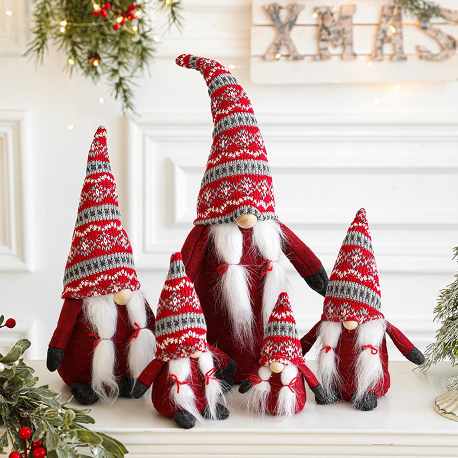 PANGBOER Décoration de Noël faite à la main en peluche scandinave Mr Mrs pour décoration de maison, décorations de vacances naines