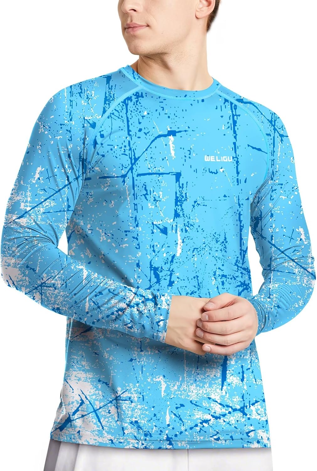 Weligu Mens Upf 50 Hoodie Pelagic Fishing Hoodie Shirts With Mask Men Long Sleeve Sweatshirt Uv Mens Swim Shirt With Hood