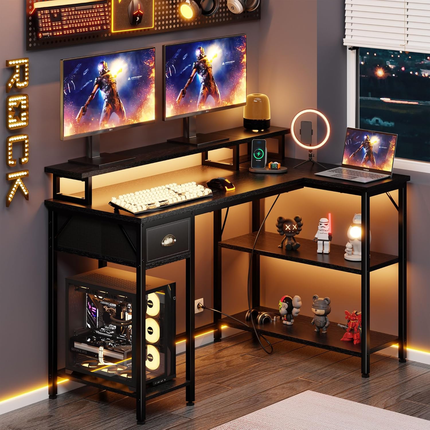 SUNLEI L Shaped Computer Desk 50 inch Home Office Desks