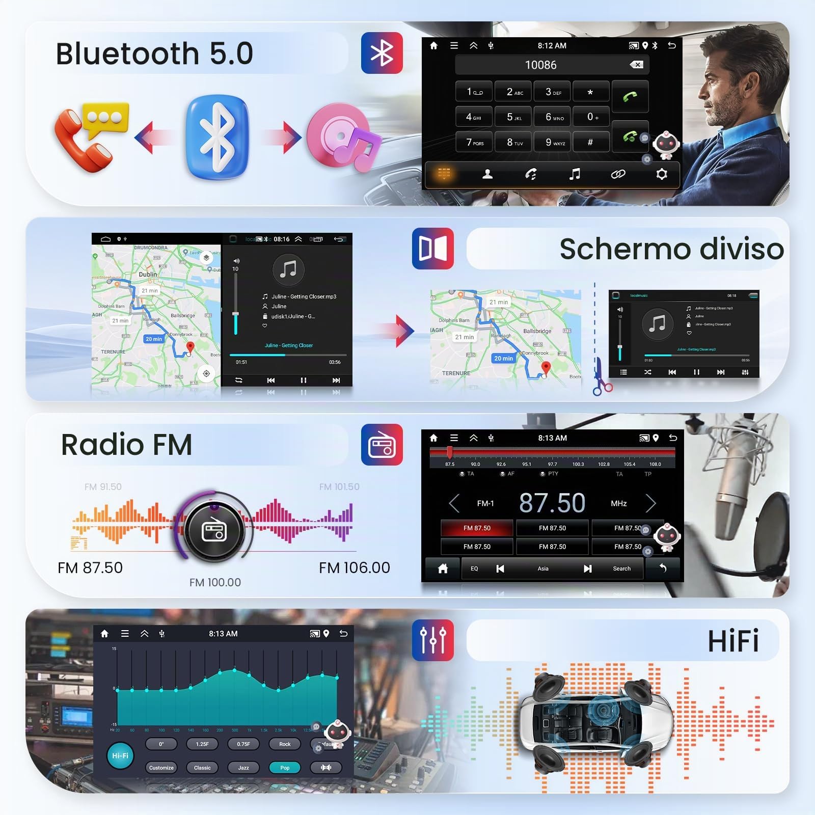 VECHTEL Autoradio 2+64G Android 15 per Nissan Qashqai J10 2006-2016, 9" IPS HD 2.5D Schermo Tactile Stereo Auto co DAB+ Carplay Android Auto senza Fili GPS WiFi Bluetooth HiFi Radio FM RDS Retrocamera