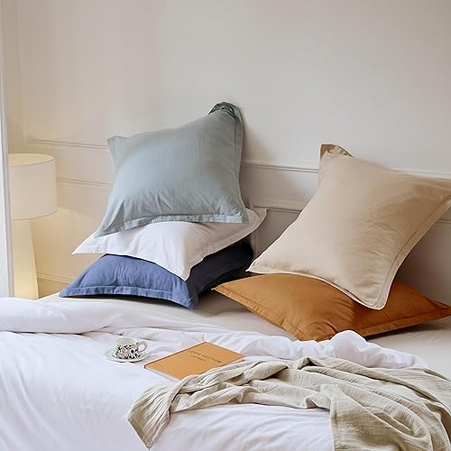 Miniatura 4 de Simple&Opulence Juego de funda de edredón de 3 piezas de lino francés, color liso, ultra suave, juego de cama de lujo con 2 fundas de almohada.,