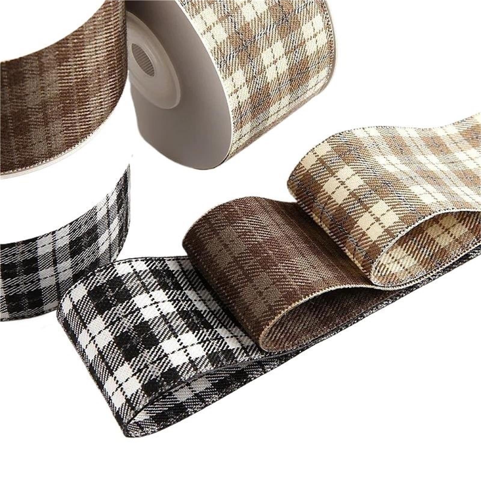 WNBFTTK Nastro Quadretti Nastro a Fascia Scozzese Bicolore da 19 Metri