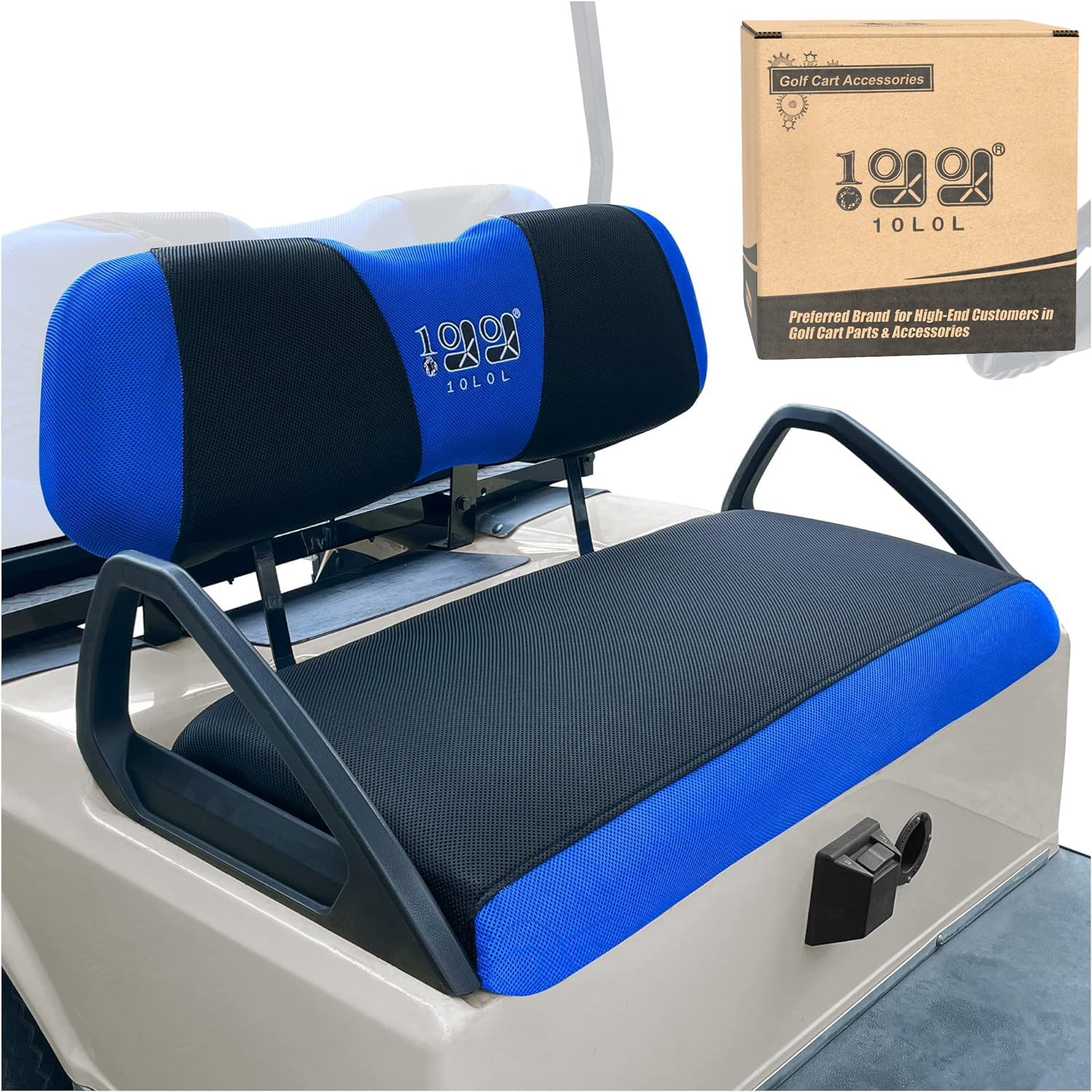 10L0L Golf Cart Seat Covers for EZGO TXT RXV & Club Car DS 2000-up, Breathable Air Mesh Fabric Washable - Blue