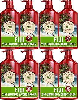Old Spice Mens 2-in-1 Shampoo and Conditioner Set, Fiji, Coconut & Tropical Wood Scent, For All Hair Types, Healthier, Fuller, Moisturized Looking Hair, 21.9 fl oz Each, Twin Pack (Pack of 4)