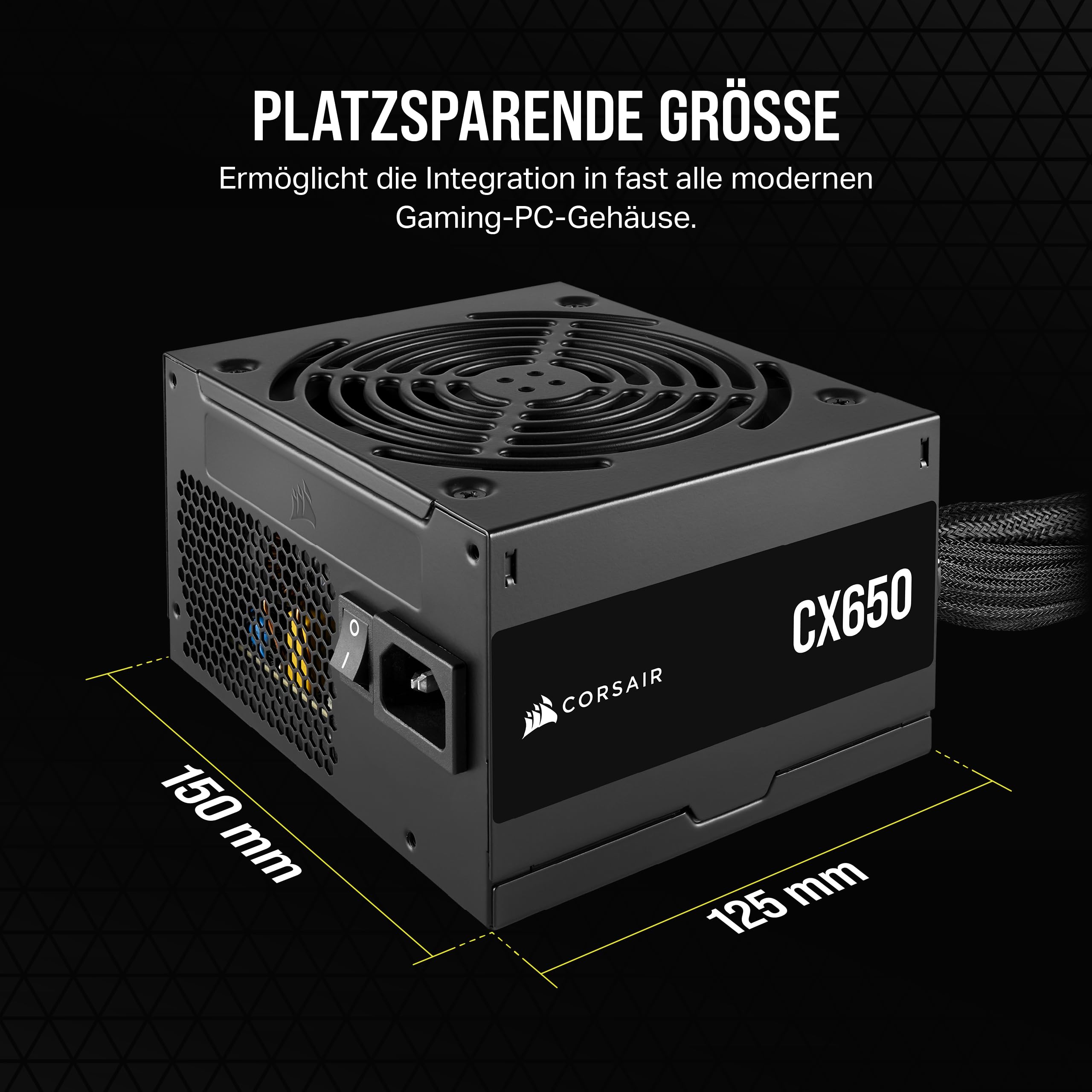 CORSAIR CX650 ATX 650W Netzteil - 80 Plus Bronze Zertifiziert - Geräuscharm - Ummantelte Kabel - Nicht Modular - EU - Schwarz