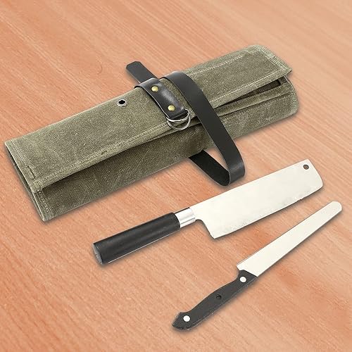 Miniatura 6 de Bolsa enrollable para cuchillos de chef, 9 bolsillos, funda de lona para cuchillos, cartera para cuchillos, protectores para cuchillos de chef,
