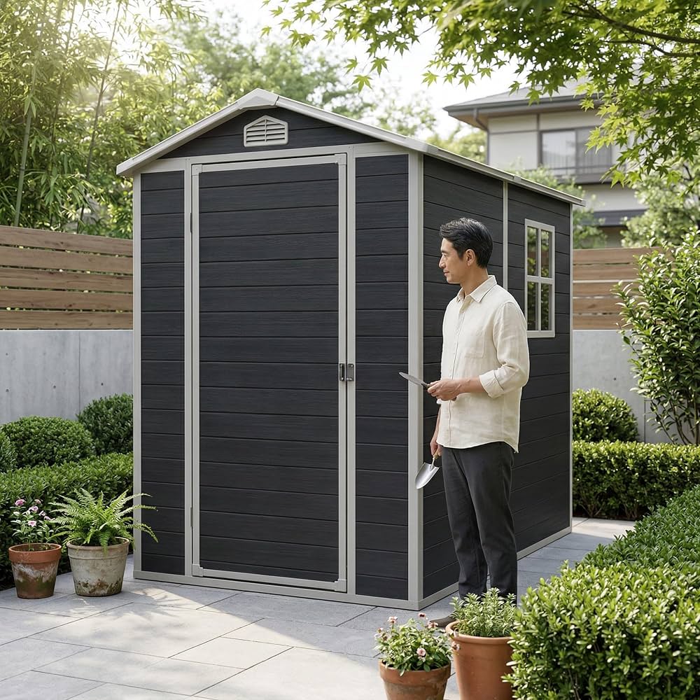 Amazon | 物置 屋外 樹脂製 大型 戸外収納庫 幅134×奥行194×高199cm 窓