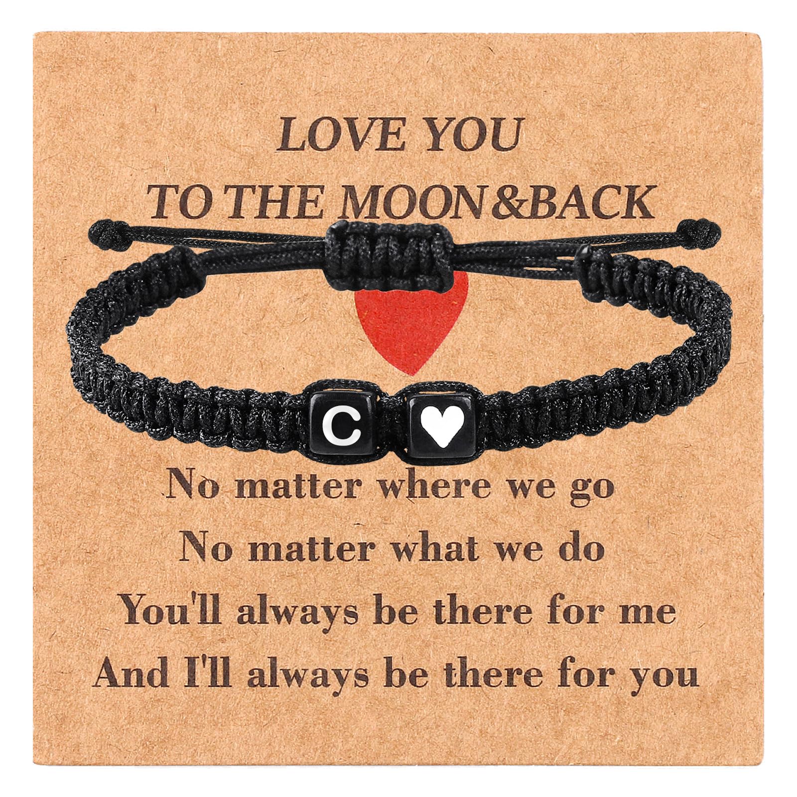 Valentines Day Gifts for Him Her Heart Love Letter Initial Matching Couple Bracelets for Women Men Teen Gifts Best Friend Graduation Birthday Gifts A-Z Braided Bracelet Son Daughter Dad Jewelry