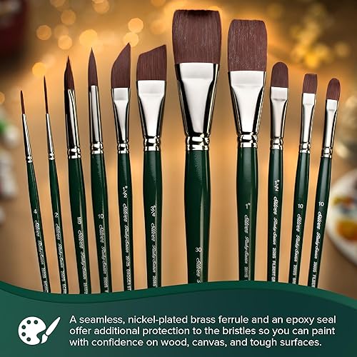 Miniatura 13 de Silver Brush Limited RSS-2560S - Juego variado de pinceles de satén rubí, pinceles para aceite, acrílicos y pinturas de cuerpo pesado, juego de 6