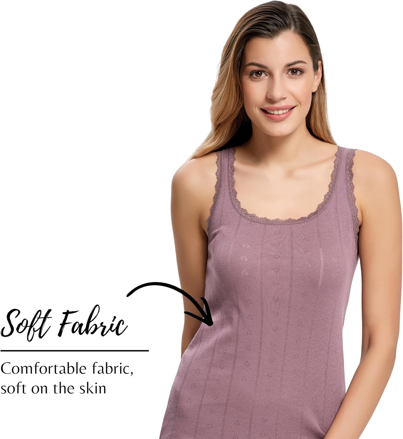 ILKE Women's Pjs Set Cotton Lace Trim Cami Tank Top & Panty Two-Pieces Breathable Soft Pajama Sleepwear Underwear - Image 3