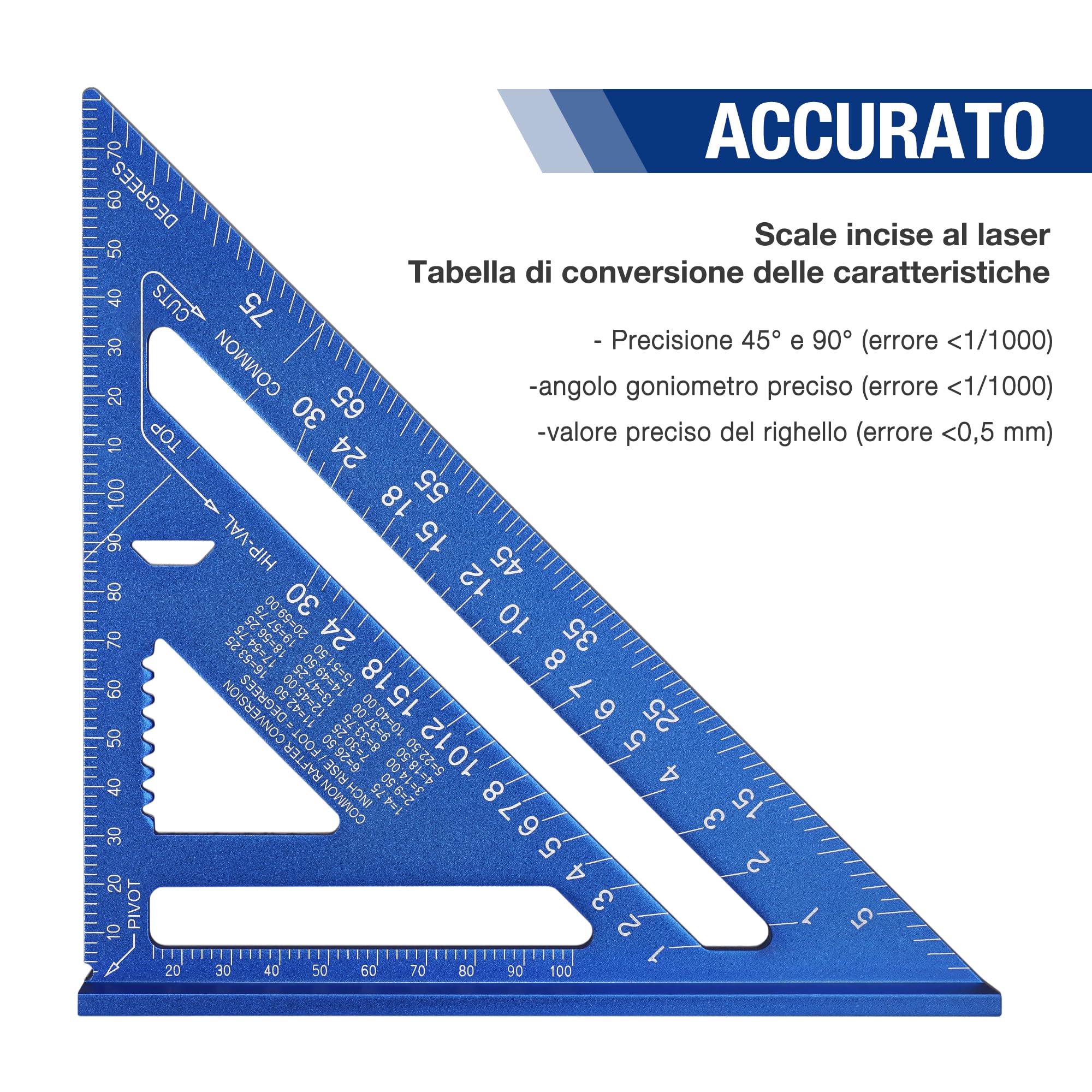 Squadra Falegname WORKPRO 180mm - Multifunzione Alluminio Alta Precisione - Foto 7