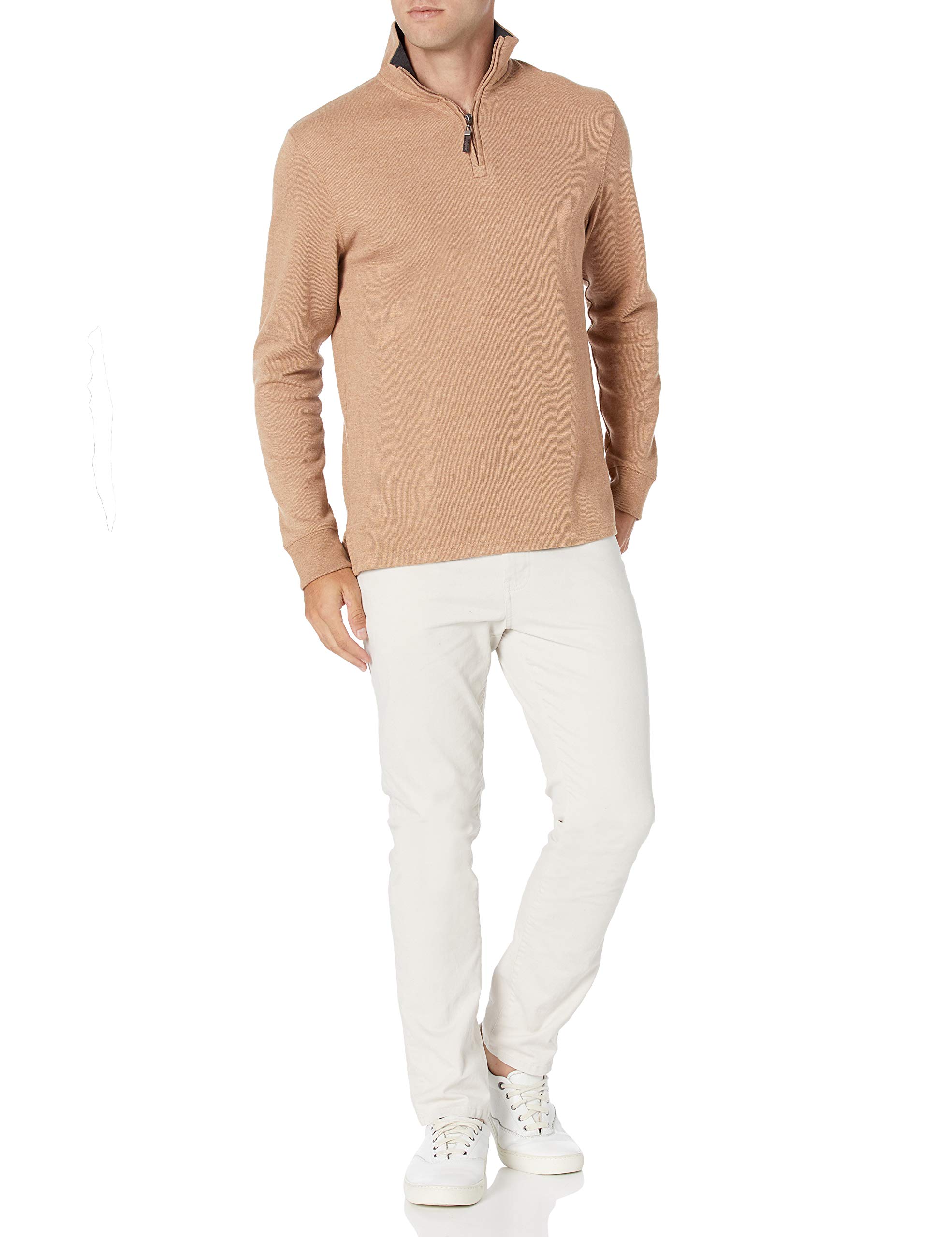 Amazon Essentials Maglione a Coste Francesi con Zip Corta Uomo