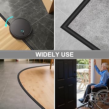 Floor Transition Strip Self Adhesive,Carpet & Flooring Transitions Edging Trim Strip,Vinyl Threshold Strip Suitable for Threshold Height Within 5mm (39inch, Black)