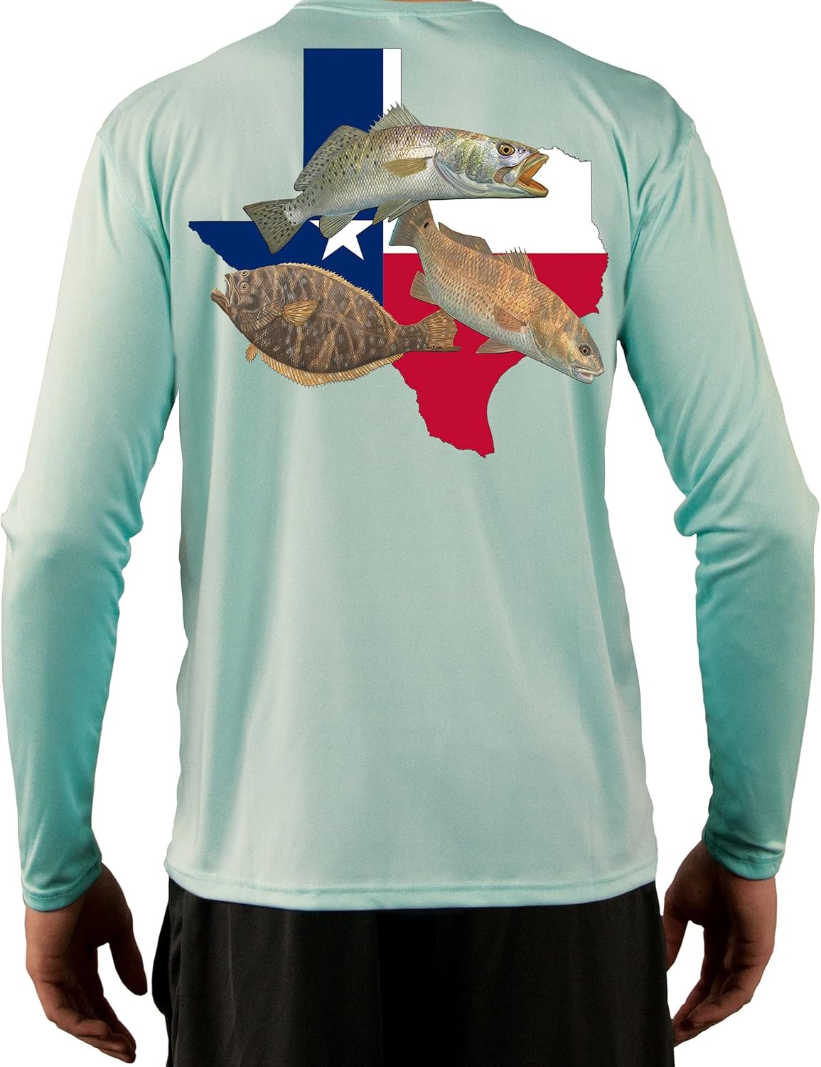 Skiff Life Texas Fishing Shirt - Trout Redfish Flounder Texas State Flag with Texas Flag Sleeve