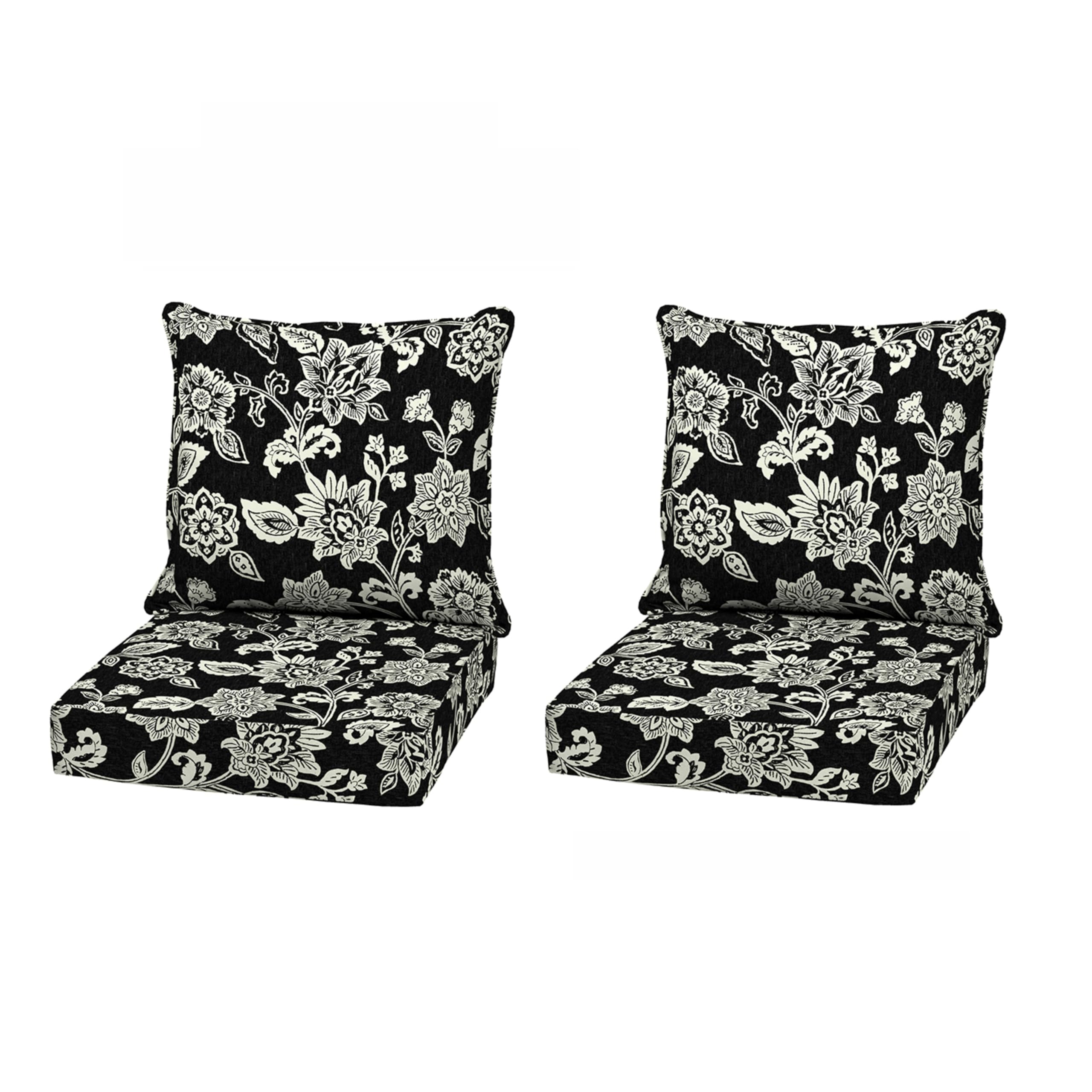 Arden Outdoor Deep Seat Cushion Set, 2-Pack, 22x24, Black Jacobean