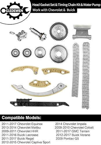 Miniatura 2 de Juego de juntas de cabeza y kit de cadena de distribución y bomba de agua, compatible con Chevy Captiva Cobalt Equinox HHR Malibu, Buick Lacrosse