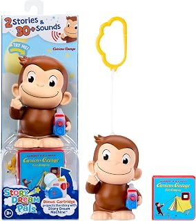 Little Tikes Story Dream Pals Curious George, Interactive Story Telling 4” Figure with Bonus Cartridge, Talks, Lights Up, Key Chain, Ages 3+