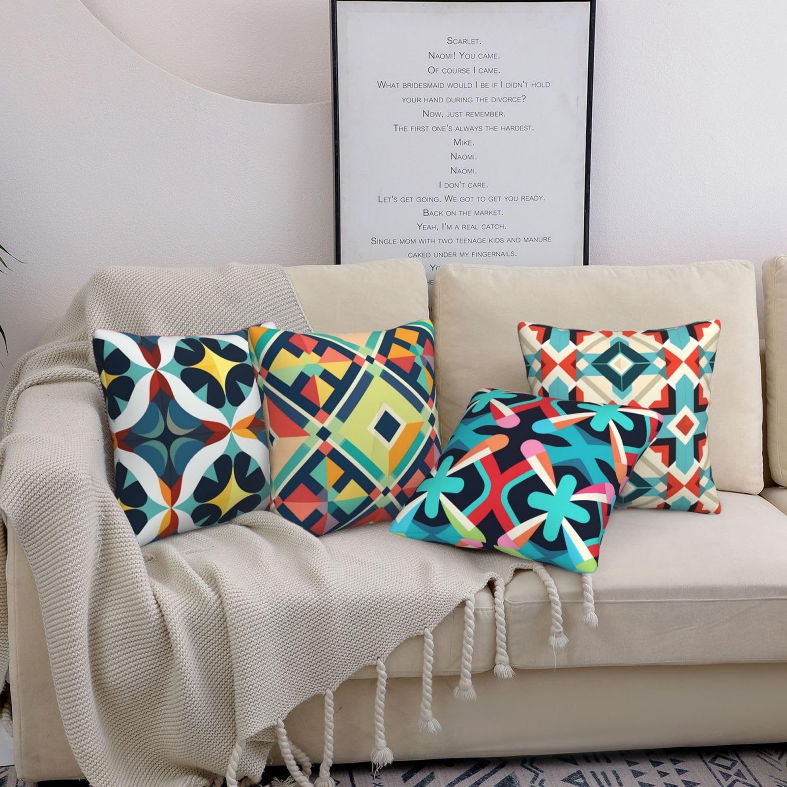 Housse de Coussin 45x45cm Lot de 4 Coussins décoratifs Mandala Peluche Courte Carré Taie D'Oreiller Fleur Housse Coussin with Invisible Zipper,pour Canapé Jardin Oreiller d'Extérieur Décor18x18in