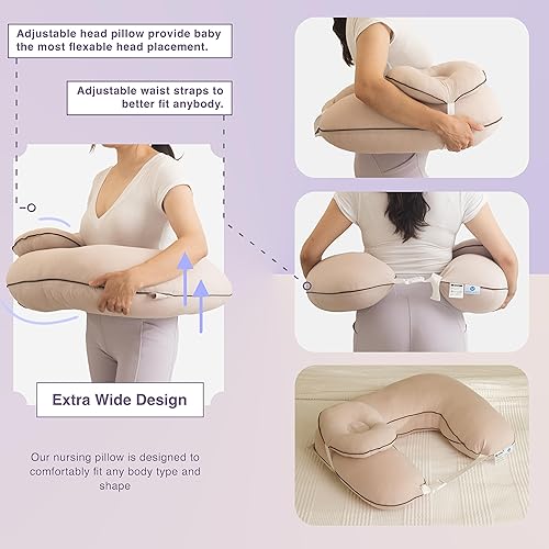 Miniatura 4 de Pharmedoc Almohada de lactancia para lactancia materna - Almohadas de lactancia materna con reposacabezas y correas ajustables para la cintura -