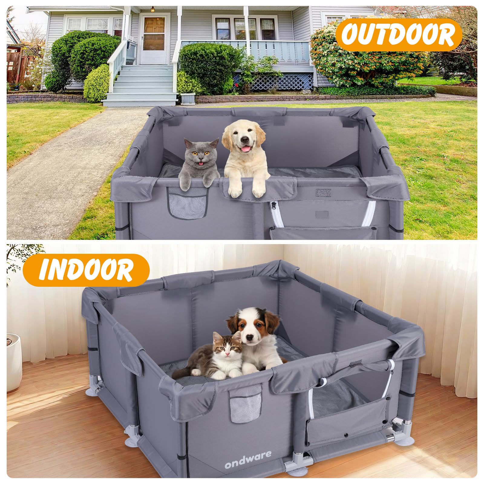 PlayPen per cuccioli, 28 × 28 × 15 in interni per piccoli animali box con cancello per pulcino/gattino/cucciolo/porcellino d'India/conigli/criceti/cincillà