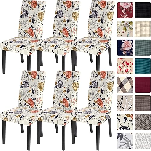 Miniatura 2 de SearchI Juego de 6 fundas para sillas de comedor, fundas para sillas de comedor, fundas elásticas y lavables para banco de comedor, fundas tapizadas
