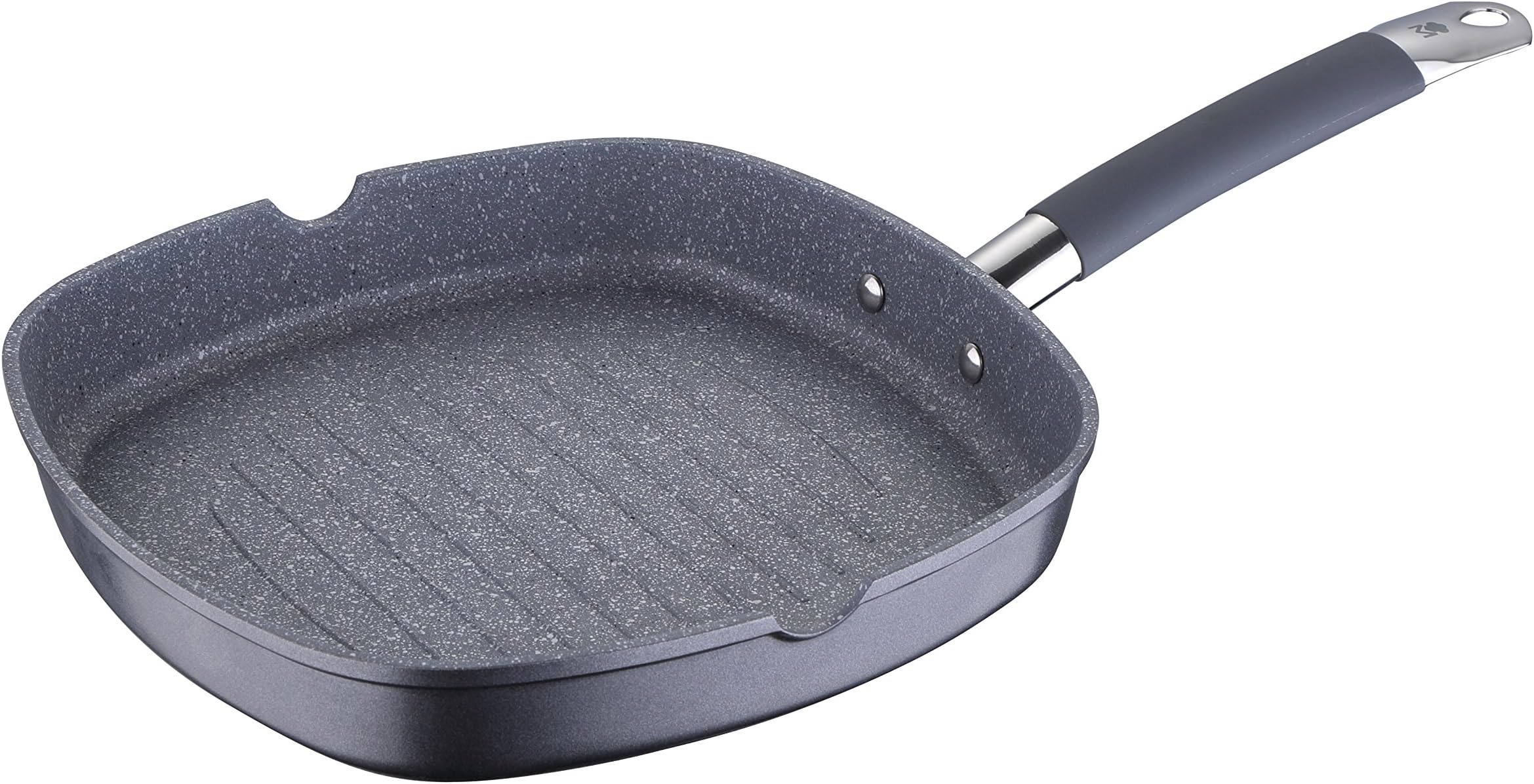 MasterPro Non Stick Frying Pan Teflon & Marble Coated Frying Pan Grill Wok Suitable for Induction Forged Aluminum Teflon & Marble Non Stick Coating (28 cm Ø Square Grill Pan)