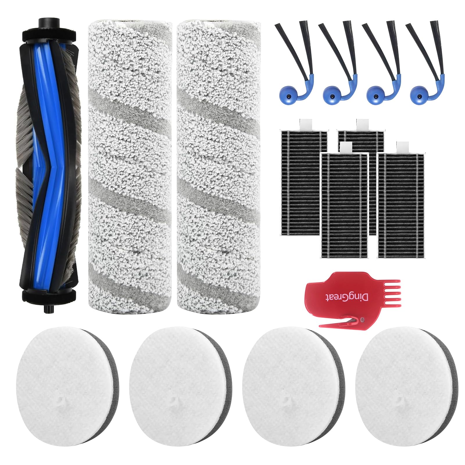 Set di accessori per aspirapolvere robot Ecovacs Deebot X11 OmniCyclone – 1 spazzola principale, 2 spazzole a rullo, 4 filtri, 4 filtro, 4 spazzole laterali, 1 spazzola per la pulizia